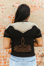 Load image into Gallery viewer, Black western studded short sleeve shirt
