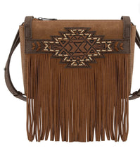 Load image into Gallery viewer, Trinity Ranch Aztec Tooled Fringe Crossbody
