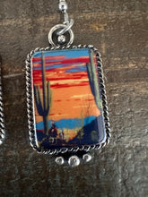 Load image into Gallery viewer, Western Portrait  Sunset Cactus Earrings
