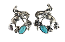 Load image into Gallery viewer, Western Rodeo Bronc Earrings-Turquoise
