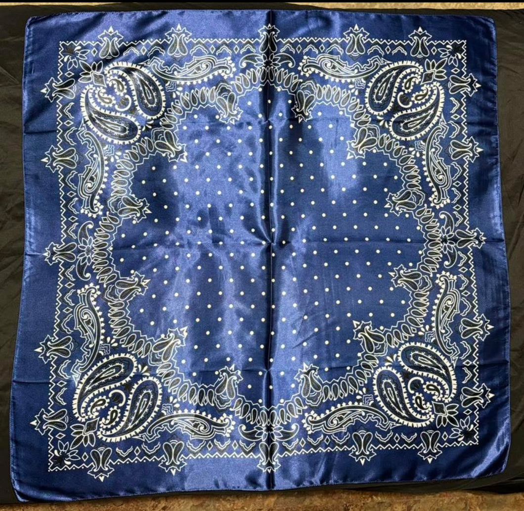 Blue Bandana Print Wild  Rag