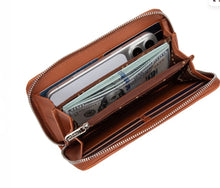 Load image into Gallery viewer, Wrangler Lace Floral RFID Blocking Zip Around Wallet - Jean -Brown
