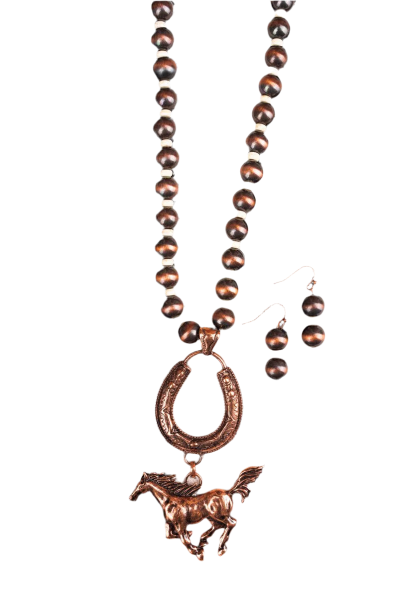 Howlite Horse Run Copper Necklace