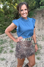 Load image into Gallery viewer, Forth Worth Fringe Skirt Leopard
