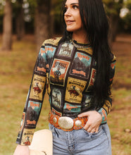 Load image into Gallery viewer, Vintage Rodeo Poster Collage Mesh Top
