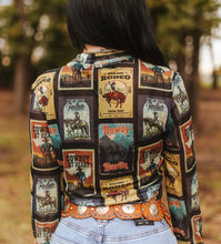 Load image into Gallery viewer, Vintage Rodeo Poster Collage Mesh Top
