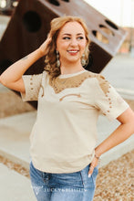 Load image into Gallery viewer, Cream western studded short sleeve shirt
