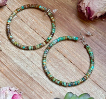 Load image into Gallery viewer, Turquoise Hoop Heishi Earrings

