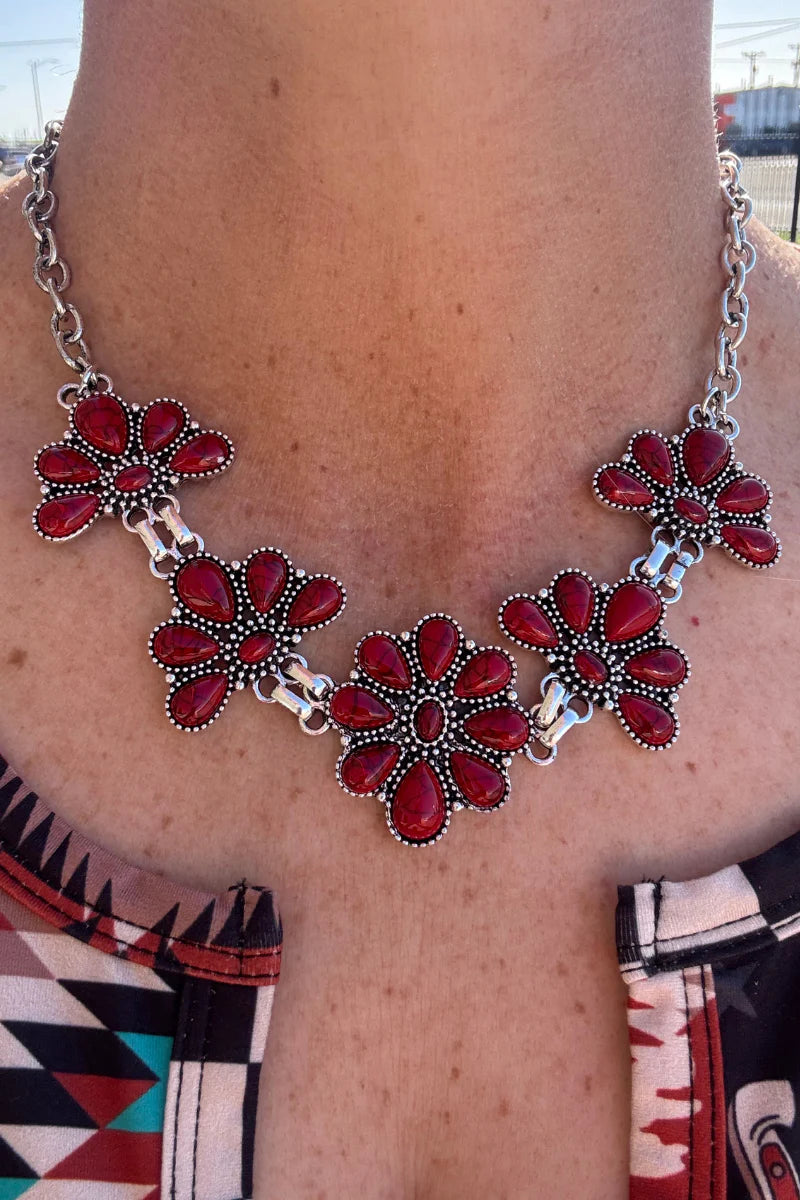 Ruby Flower Necklace