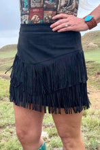Load image into Gallery viewer, Forth Worth Fringe Skirt -Black
