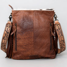 Load image into Gallery viewer, American Darling Turquoise &amp; Brown Acid Hide Fringe Crossbody
