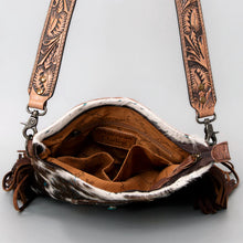 Load image into Gallery viewer, American Darling Turquoise &amp; Brown Acid Hide Fringe Crossbody

