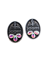 Load image into Gallery viewer, Tipi Booth Stitch Oval Earrings
