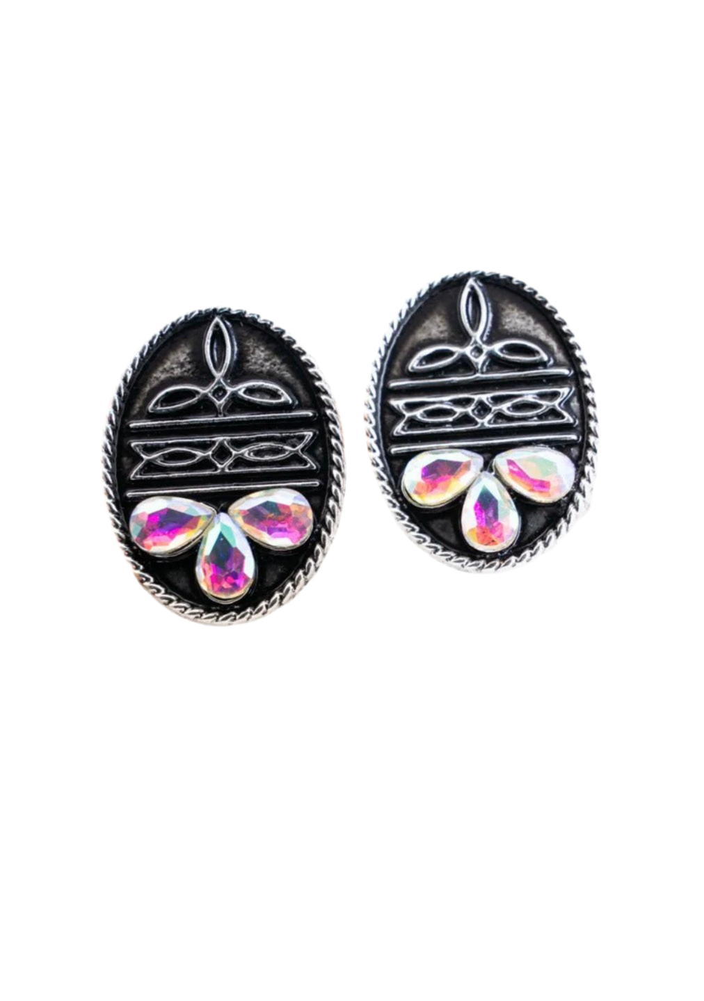 Tipi Booth Stitch Oval Earrings