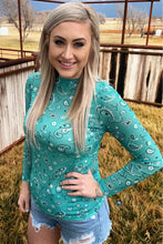 Load image into Gallery viewer, Bandana Babe Mesh Top Turquoise
