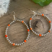 Load image into Gallery viewer, Orange Magnesite Hoop Earrings
