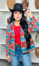Load image into Gallery viewer, Turquoise Rust Aztec Blazer
