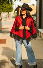 Load image into Gallery viewer, Red Fringe Boot Stitch Cape
