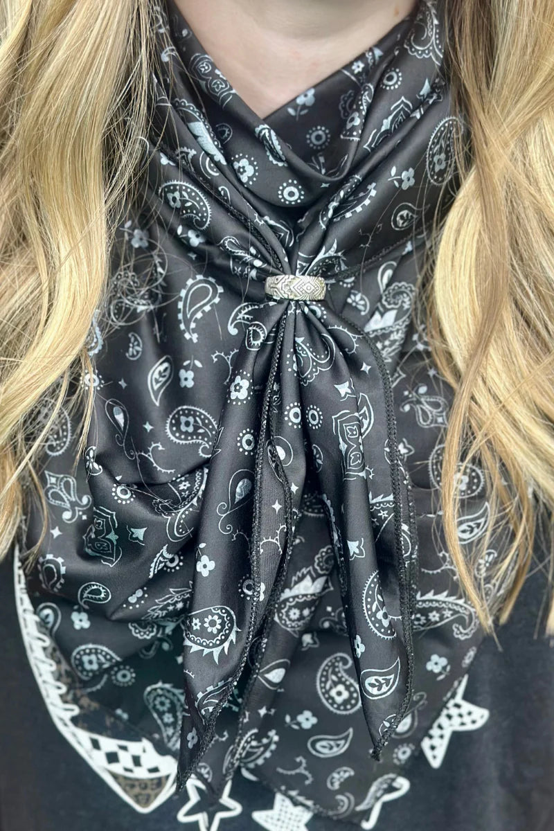 Black Bandana Print Wild Rag