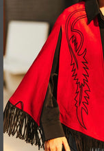 Load image into Gallery viewer, Red Fringe Boot Stitch Cape
