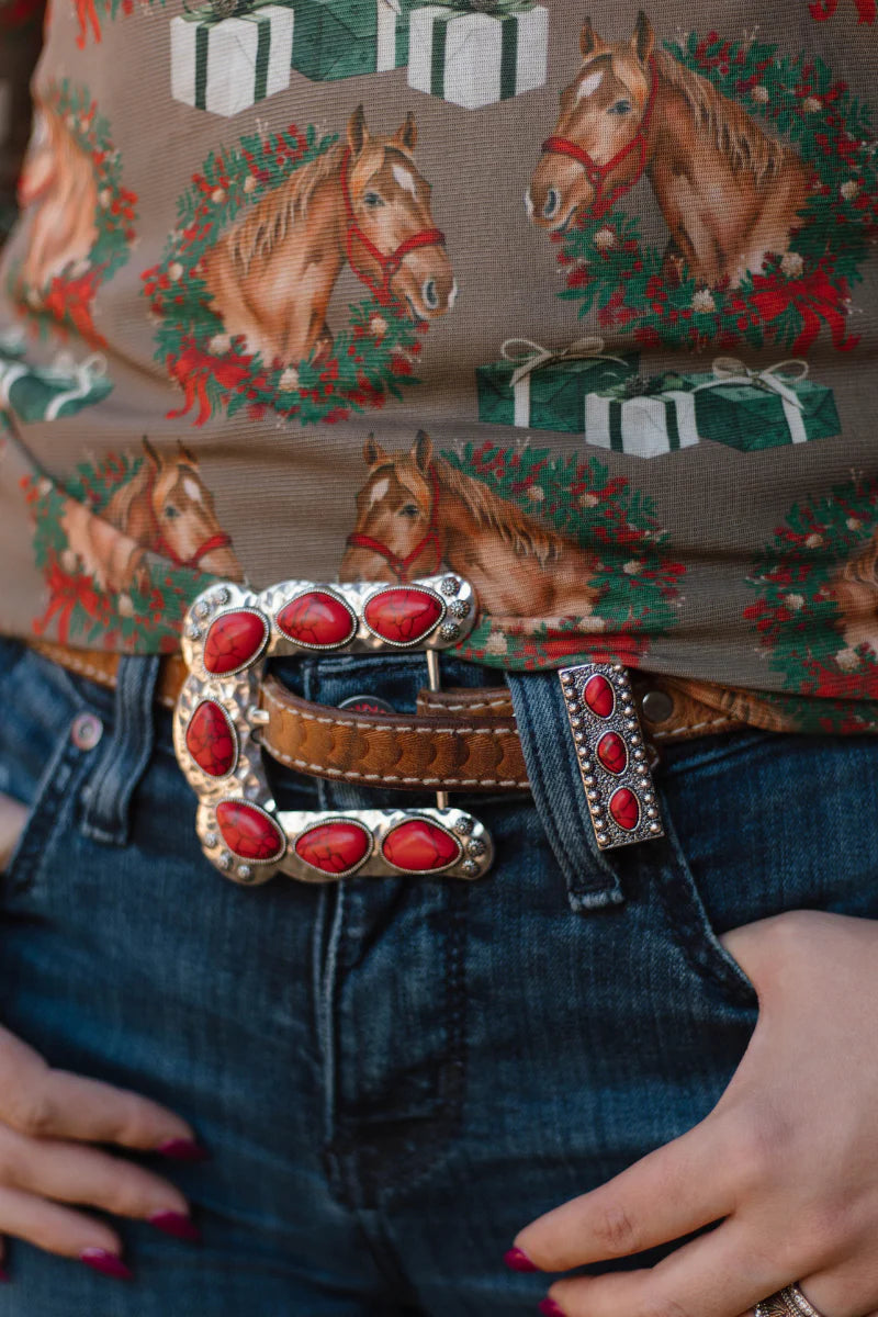 Red Buckle Up Belt Buckle