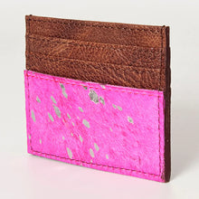 Load image into Gallery viewer, Pink Cowhide Card Holder
