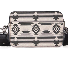Load image into Gallery viewer, Wrangler Aztec Printed Crossbody Purse With Wallet Compartment - Black
