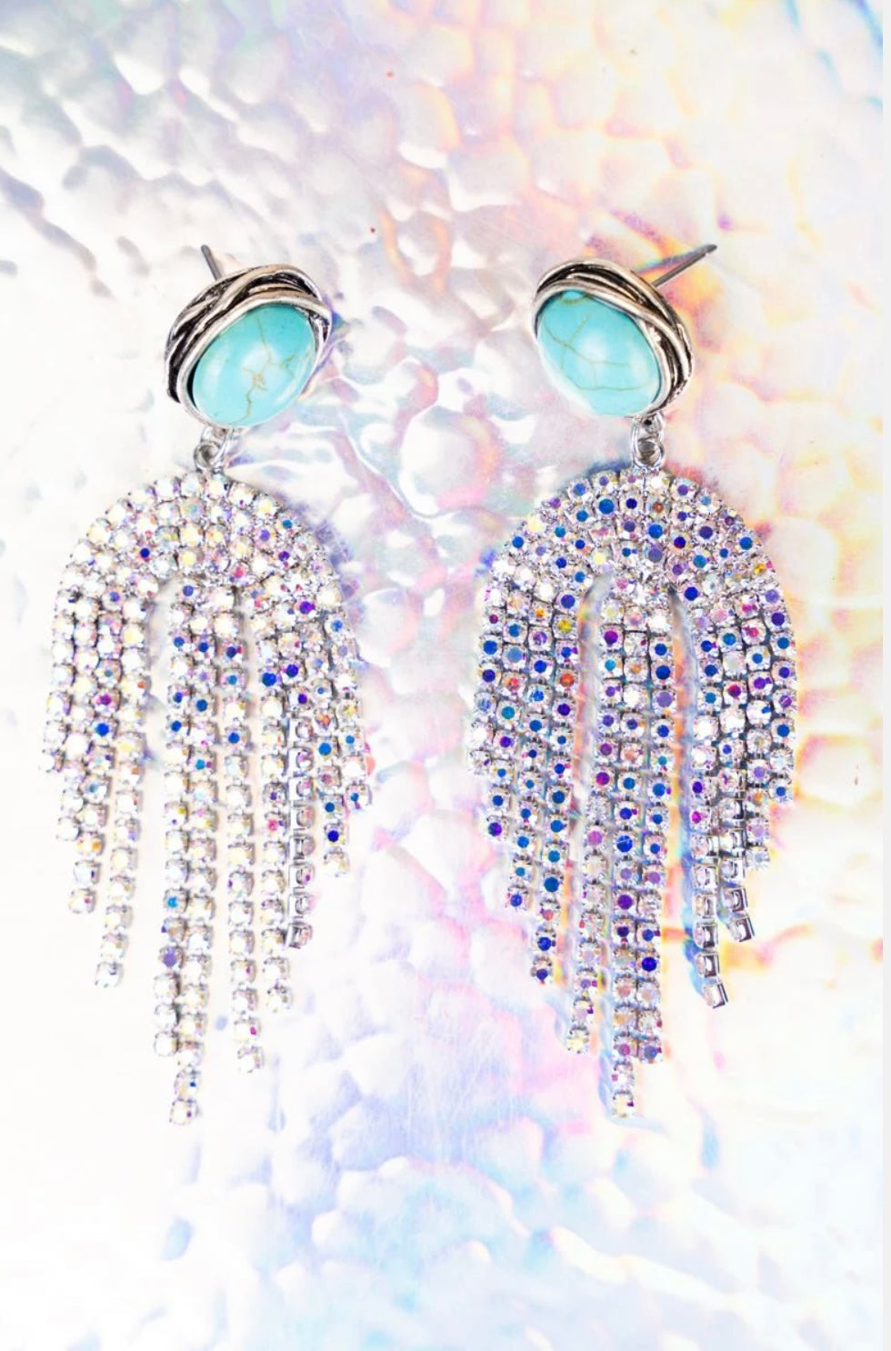 Cordova Iridescent Crystal Fringe Earrings