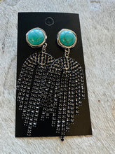 Load image into Gallery viewer, Cordova Black Iridescent Crystal Fringe Earrings
