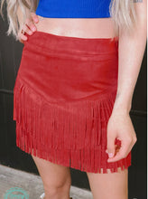 Load image into Gallery viewer, Forth Worth Fringe Skirt Red
