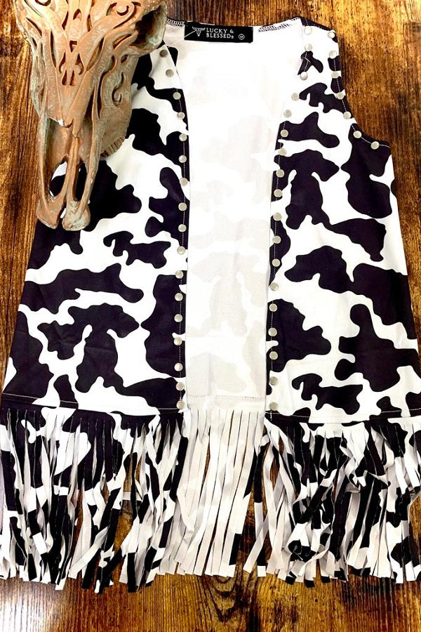 Girls Cow Print Vest