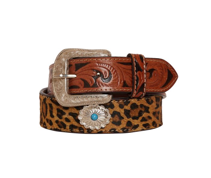 Myra  Leopard Hand-Tooled Leather Belt