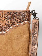Load image into Gallery viewer, American Darling Camel Tooled Fringe Crossbody
