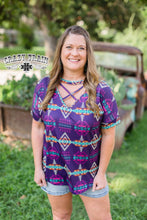 Load image into Gallery viewer, Purple Aztec Women&#39;s Top-Crazy Train
