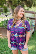 Load image into Gallery viewer, Purple Aztec Women&#39;s Top-Crazy Train
