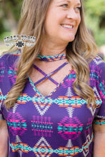 Load image into Gallery viewer, Purple Aztec Women&#39;s Top-Crazy Train
