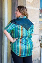 Load image into Gallery viewer, Teal Serape Sequin Top
