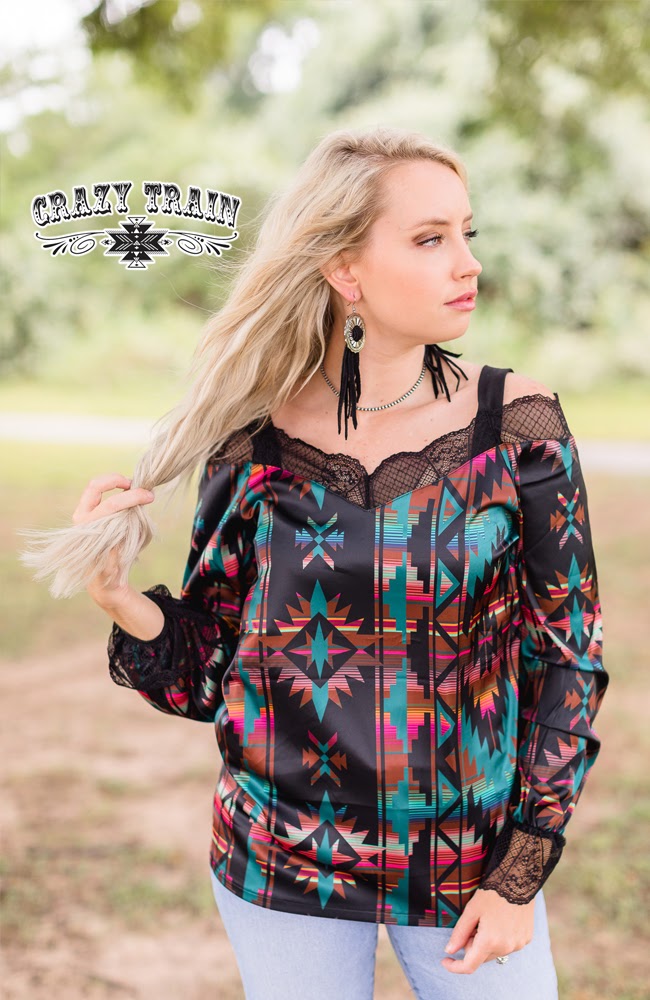 Town is Talkin Aztec Women's Top- Crazy Train