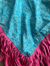 Load image into Gallery viewer, Girls Turquoise Tooled  Pink Fringe Wild Rag
