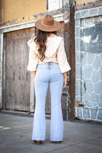 Load image into Gallery viewer, High Rise Western Flare Jeans Tie Back Detail
