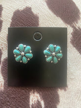 Load image into Gallery viewer, Turquoise Stud Floral Earrings
