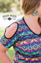 Load image into Gallery viewer, Aztec Cold Shoulder Women&#39;s Top- Crazy Train
