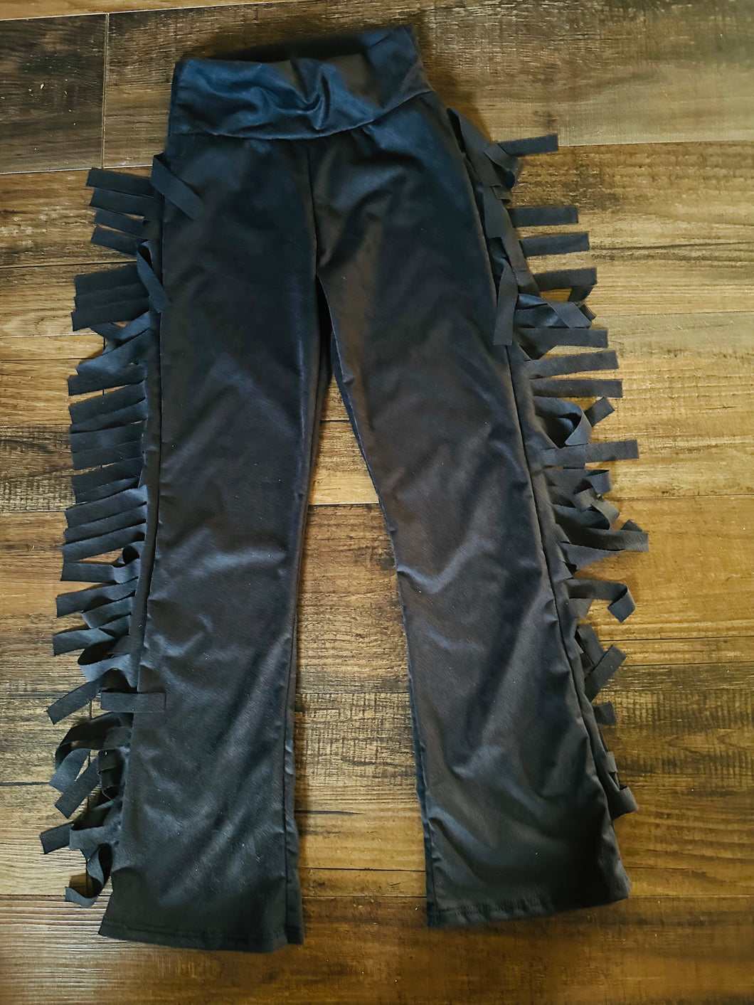 Girls Black Fringe Pants