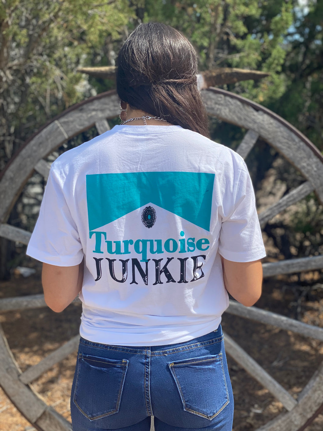Turquoise Junkie Graphic T-Shirt-White