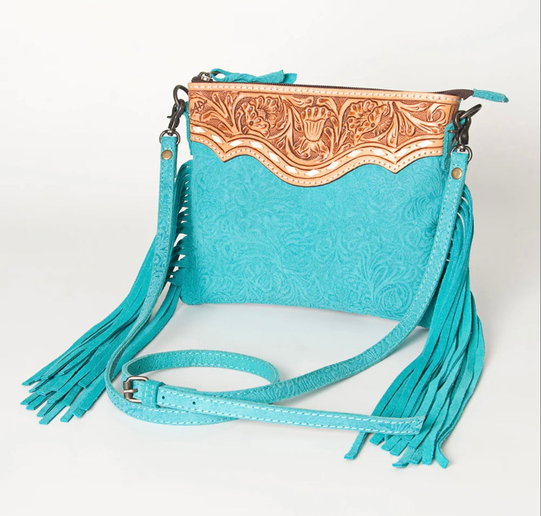 American Darling Turquoise Tooled Crossbody