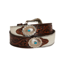 Load image into Gallery viewer, Mrya Distinguished Turquoise Hand Tooled Cowhide Leather Belt
