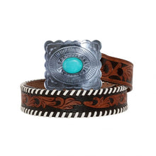 Load image into Gallery viewer, Mrya Grave Brown Hand Tooled  Leather Belt
